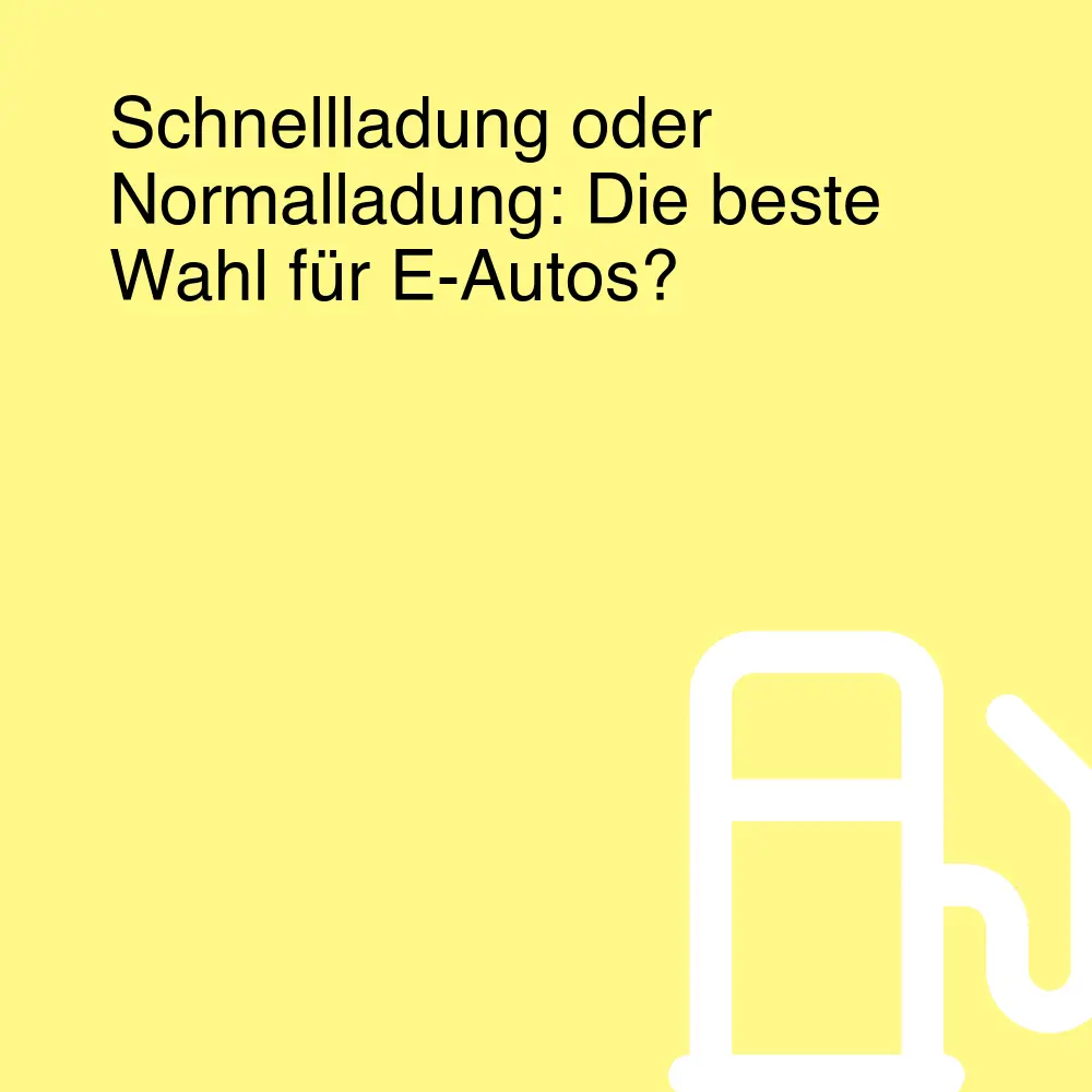Schnellladung oder Normalladung: Die beste Wahl für E-Autos? Schnellladung oder Normalladung: Die beste Wahl für E-Autos?